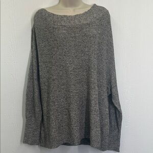 Free People - Boat Neck Heather Gray Long Sleeve Knit Sweater Size Large